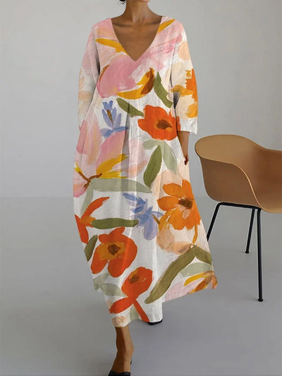 Araceli® | VESTIDO DE IMPRESIÓN FLORAL CON ESCOTE EN V