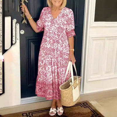 Pilar® | Vestido Maxi Floral de V-Cuello para Tallas Grandes