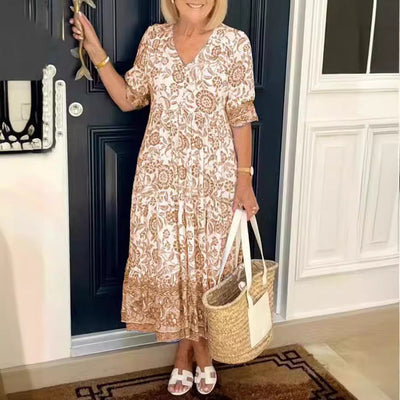 Pilar® | Vestido Maxi Floral de V-Cuello para Tallas Grandes