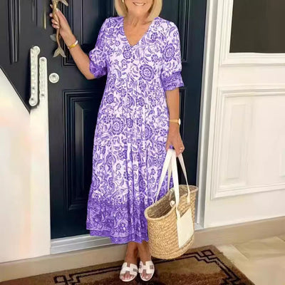 Pilar® | Vestido Maxi Floral de V-Cuello para Tallas Grandes