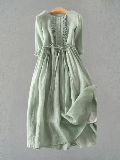 Rafaela® | Vestido de Estilo Retro para Mujer con Cuello Redondo y Cintura con Lazos