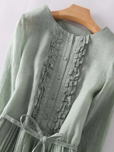 Rafaela® | Vestido de Estilo Retro para Mujer con Cuello Redondo y Cintura con Lazos